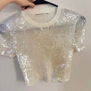 Alexander wang sequined top shiny tshirt s fits like xs